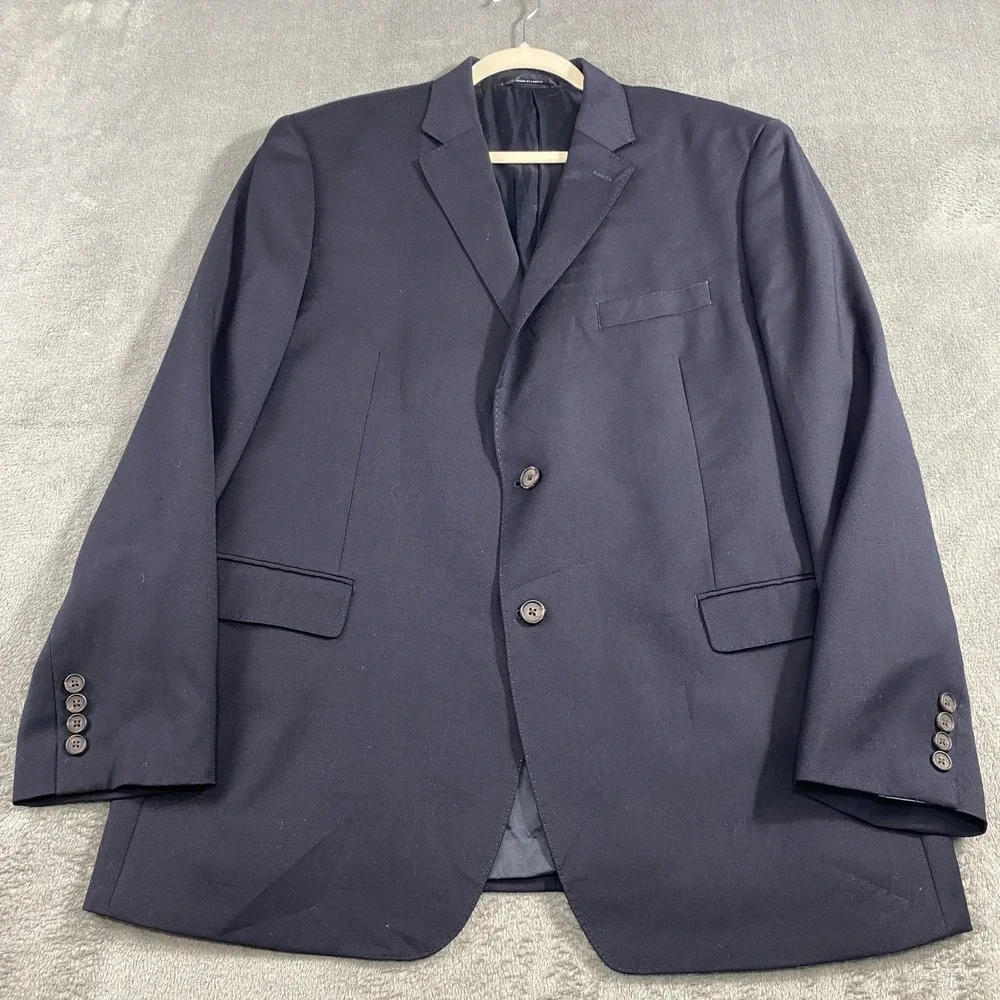 Lauren Ralph Lauren Sport Coat Blazer‎ Jacket Mens 48R Navy Wool Blend Slim Fit